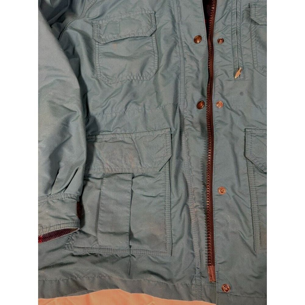 Vintage REI Womens Lined Overcoat Size 16 Blue Hooded Full Zip and Snap Pockets - Picture 6 of 14